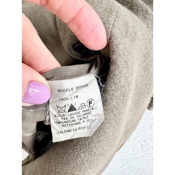 $500 Pas de calais paris 100% Linen Button Down Jacket Brown Women's Size Small - Picture 9 of 10